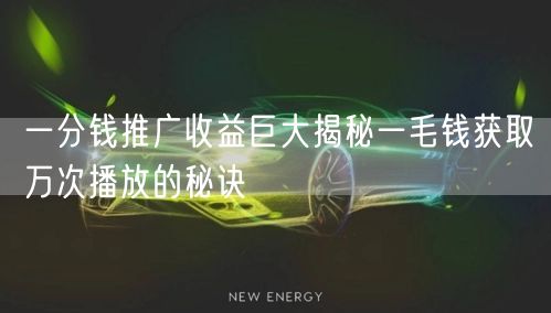 一分钱推广收益巨大揭秘一毛钱获取万次播放的秘诀