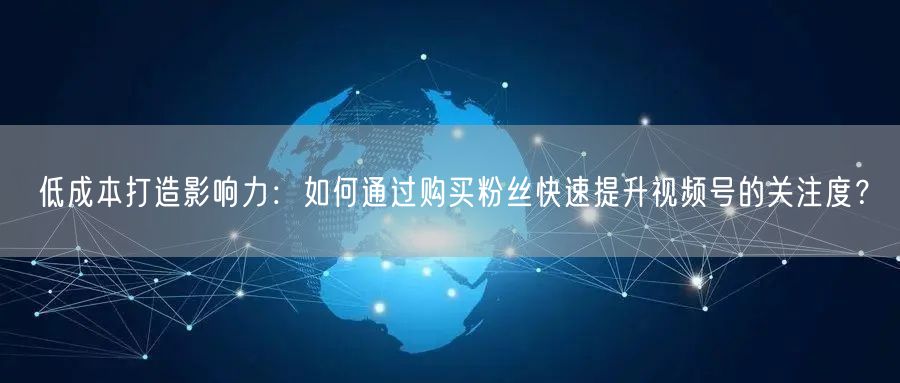 低成本打造影响力：如何通过购买粉丝快速提升视频号的关注度？