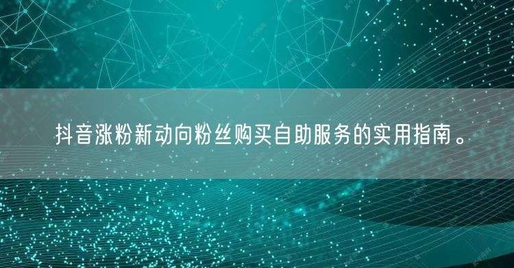 抖音涨粉新动向粉丝购买自助服务的实用指南。