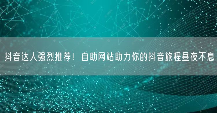 抖音达人强烈推荐！自助网站助力你的抖音旅程昼夜不息
