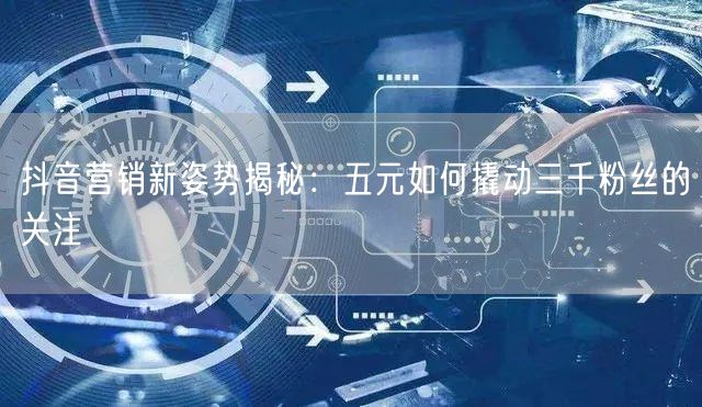 抖音营销新姿势揭秘：五元如何撬动三千粉丝的关注