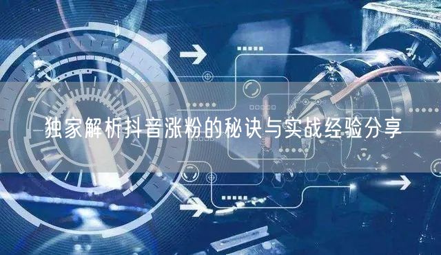 独家解析抖音涨粉的秘诀与实战经验分享