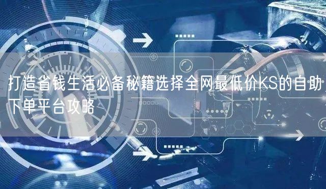 打造省钱生活必备秘籍选择全网最低价KS的自助下单平台攻略
