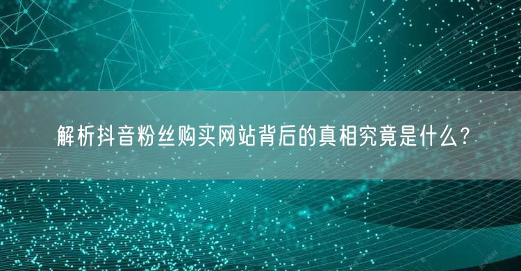解析抖音粉丝购买网站背后的真相究竟是什么？