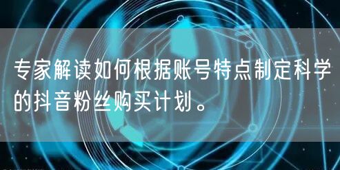 专家解读如何根据账号特点制定科学的抖音粉丝购买计划。