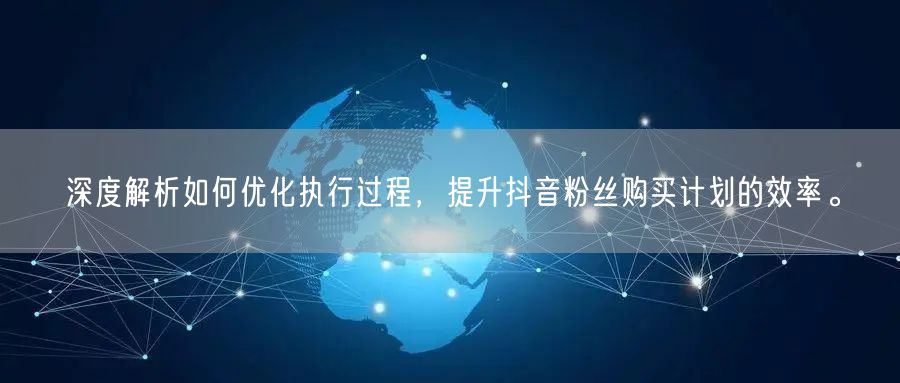 深度解析如何优化执行过程，提升抖音粉丝购买计划的效率。