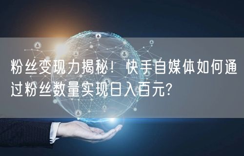 粉丝变现力揭秘！快手自媒体如何通过粉丝数量实现日入百元?