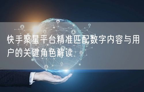 快手聚星平台精准匹配数字内容与用户的关键角色解读