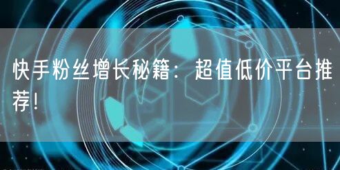 快手粉丝增长秘籍:超值低价平台推荐!