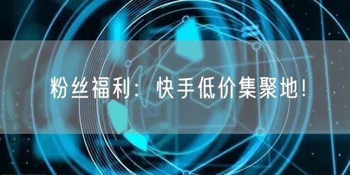 粉丝福利:快手低价集聚地!