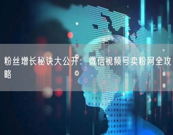 粉丝增长秘诀大公开：微信视频号卖粉网全攻略